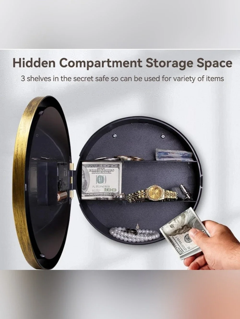 10 Inch Wall Clock Built-in Money Safe Box Hidden Security Compartment NWOT